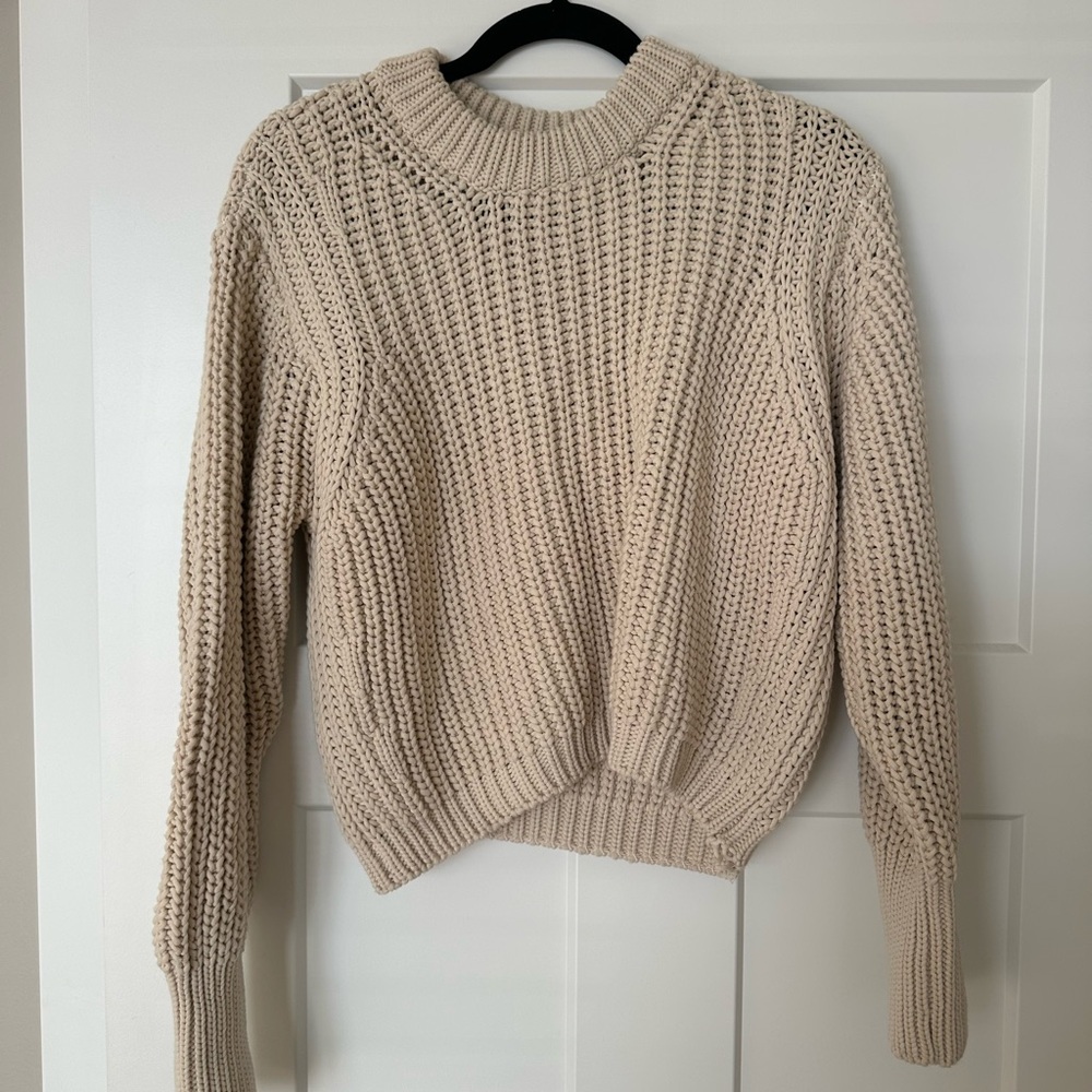 Cream Chunky Knit Crew Neck Sweater